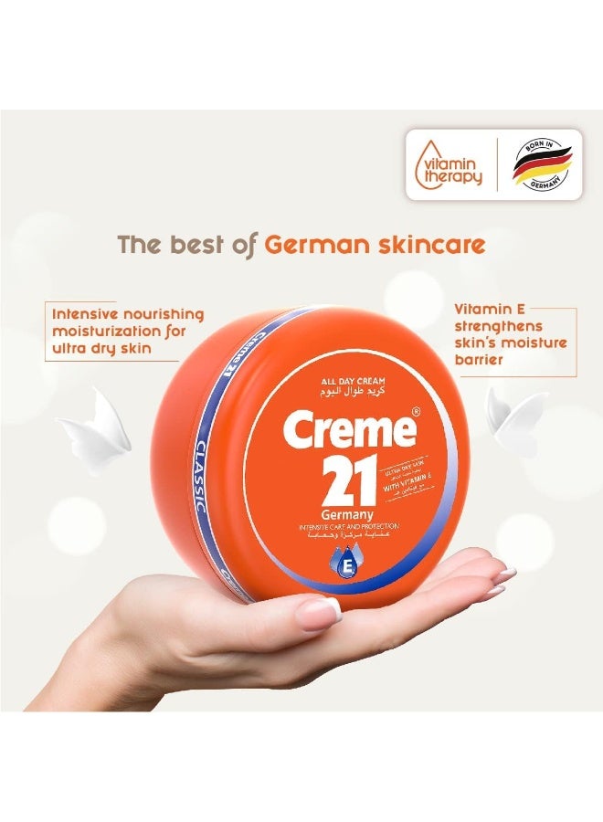 Creme 21 All Day Cream - 150ml | Face, Body & Hand Moisturizer with Vitamin E & Pro B5 | Hydrating Formula for 24 H Intensive Moisturization | Suitable for Dry to Ultra Dry Skin | Made in Germany - Image 2